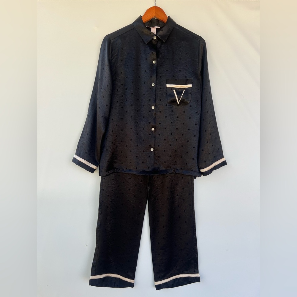 Victoria's Secret Black Pajama Set with White Trim